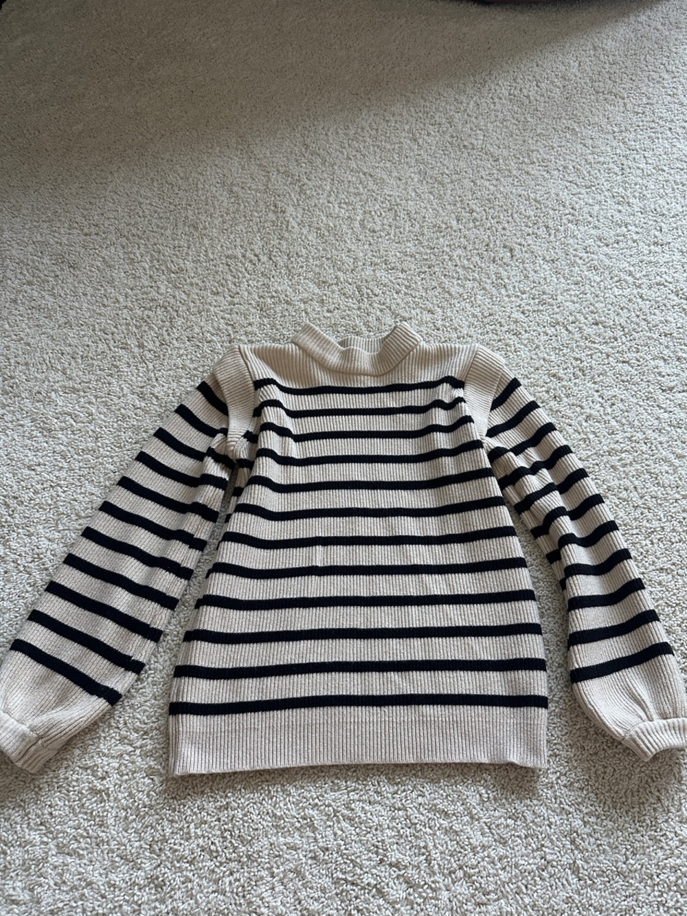 Striped Crewneck Sweater - Cream and Black
